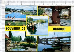 REMICH -  Souvenir - 5 Vues   : Piscines, Ancienne Presse à Fruits, La Moselle, Mini Golf,  Moselle & Pont  -  PENICHE - Remich