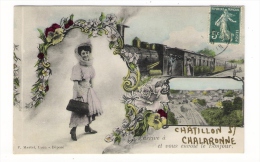 AIN / J' Arrive à CHATILLON-sur-CHALARONNE Et Vous Envoie Le Bonjour  ( Gare, Train ) /  Edit.  P. MARTEL ( Par ORENS ) - Châtillon-sur-Chalaronne