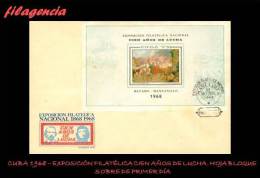 CUBA SPD-FDC. 1968-13 EXPOSICIÓN FILATÉLICA CIEN AÑOS DE LUCHA. HOJA BLOQUE - FDC