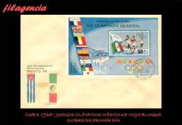 CUBA SPD-FDC. 1968-14 JUEGOS OLÍMPICOS MÉXICO 68. HOJA BLOQUE - FDC