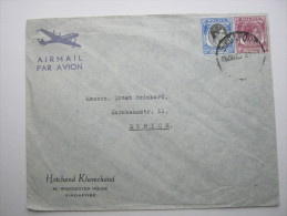 SINGAPORE, 1951 , Brief Nach Zürich - Singapour (...-1959)