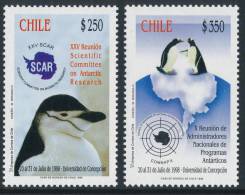 CHILE 1998 ANTARTICA XXV SCAR Scientific Committee On Antarctic Research, Set Of 2v ** - Research Stations