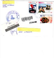 CUBA  2005 - Yvert 3435-3561-3664 -raccomandata Per La Lituania (pesci E Fiori) - Lettres & Documents