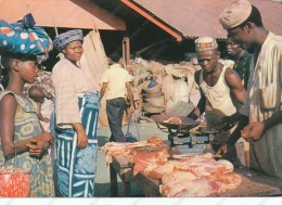 AFRICA, NIGERIA, MEAT MARKET, MARCHÉ DE LA VIANDE- Old Photo Postcard - Nigeria