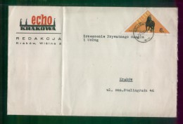 POLAND 1964 LETTER INTER KRAKOW FROM EDITORS OFFICE KRAKOW ECHO NEWSPAPER SINGLE FRANKING 40GR TRIANGULAR HORSE - Covers & Documents