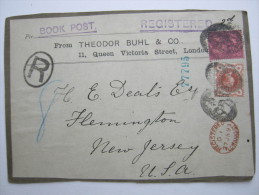 1893,  Registered BOOKpost  To USA ( Packetfront) - Covers & Documents