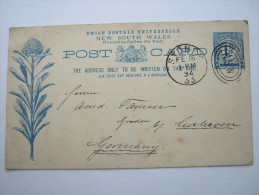 1894, Postal Stationary To Germany - Cartas & Documentos