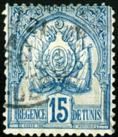 TUNISIA, FRENCH PROTECTORATE, STEMMI, COAT OF ARMS, 1888, FRANCOBOLLO USATO, Mi 12, Scott 15, YT 13 - Gebraucht