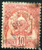 TUNISIA, FRENCH PROTECTORATE, STEMMI, COAT OF ARMS, 1901, FRANCOBOLLO USATO, MI 20, Scott 14, YT 23 - Oblitérés