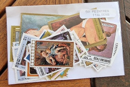 PEINTURE ITALIENNE Lot De 50 Timbres Tous Differents. Satisfaction Assurée - Autres & Non Classés