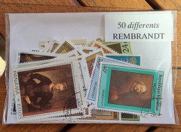 REMBRANDT Lot De 50 Timbres Tous Differents. Satisfaction Assurée - Rembrandt