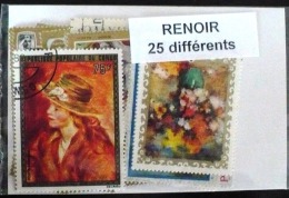 RENOIR Lot De 25 Timbres Tous Differents. Satisfaction Assurée - Impresionismo