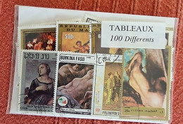 TABLEAUX , PEINTURE Lot De 100 Timbres Tous Differents. Satisfaction Assurée - Autres & Non Classés