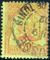 TUNISIA, FRENCH PROTECTORATE, STEMMI, COAT OF ARMS,1899, FRANCOBOLLO USATO, MI 23, Scott 17, YT 15 - Used Stamps