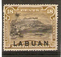 LABUAN 1894 - 1896 18c OLIVE BROWN SG 71  MOUNTED MINT Cat £26 - Bornéo Du Nord (...-1963)