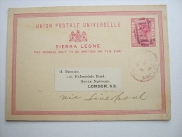 1895,  Postal Stationary  To London ,  Message On Back - Sierra Leona (...-1960)