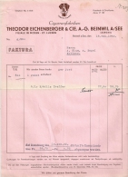Rechnung  "Eichenberger, Cigarren Fabrik, Beinwil Am See"  (Bernhardiner)           1942 - Switzerland