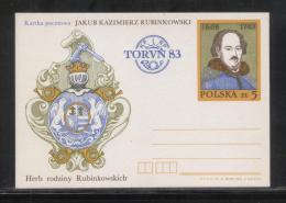 POLAND 1983 PC TORUN 83 14TH INTERNATIONAL PHILATELIC EXPO MINT JAKUB KAZIMIERZ RUBINKOWSKI CREST COAT OF ARMS HERALDRY - Briefe U. Dokumente