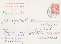 LUXEMBURGO. POSTAL STATIONARY. CIRCULATED TO GERMANY. 1984 - Stamped Stationery