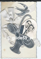 Carte De Mariage Avec Panier Sur Languette - 1958 - Other & Unclassified