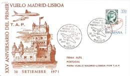 SPAIN. POSTMARK 25th ANNIV. FIRST FLIGHT MADRID - LISBOA. 1971 - Franking Machines (EMA)