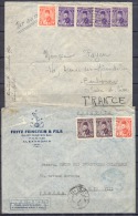 EGYPTE  LOT De 2 Lettres  Annee 1945    Pour PARIS Et EAUBONNE  Affranchie Avec  3 Et 5 Timbres - Storia Postale