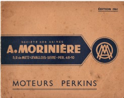 Catalogue Pièces Réparation Moteur PERKINS, Usine MORINIERE, édition 1961, 20 Pages - Auto