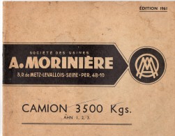 Catalogue Pièces Réparation Camion 3500 KGS, Usine MORINIERE, édition 1961, 40 Pages - Auto