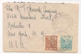 BRASIL - VF 1951 Bicolor COVER To NEW YORK - Lettres & Documents