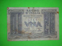 Italia,regno,una Lire,1 Lira,1935.,banknote,bill,geld,paper Money,vintage - Regno D'Italia – 1 Lira