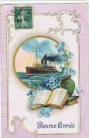 1910s EMBOSSED POSTCARD - FLOWER & BOAT / SHIP - 38 - ...-1850 Préphilatélie