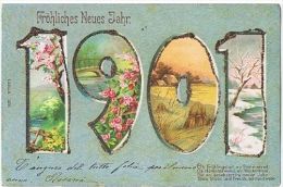 EMBOSSED POSTCARD - BEST WISHES FOR 1901 & FLOWERS - NATURE -   26 - ...-1850 Prephilately