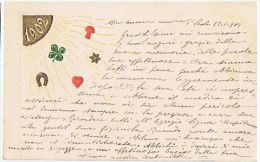 EMBOSSED POSTCARD - BEST WISHES FOR 1902 & CLOVER & LUCKY SHOE HORSE & HEART  26 - ...-1850 Prephilately