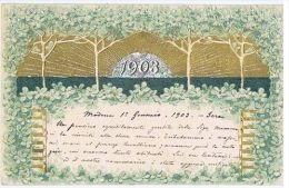 EMBOSSED POSTCARD - BEST WISHES FOR 1903 & FLOWER - 24 - ...-1850 Prephilately