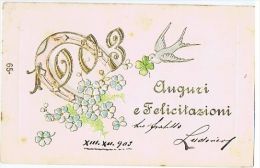 EMBOSSED POSTCARD - BEST WISHES FOR 1903 & SWALLOW & LUCKY SHOE HORSE - 25 - ...-1850 Préphilatélie