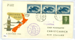 LUCHTPOST * BRIEFOMSLAG UIT 1953 * HANDICAP RACE * 1e KLM VLUCHT NAAR CHRISTCHURCH NEW ZEALAND (8160) - Airmail