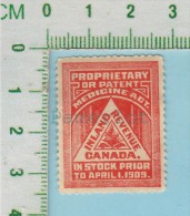 Fiscaux  1909 Canada  FM-1 ( Medecins Stamp With Glue ) Timbre Taxe Revenues Stamp  2 Scan - Revenues