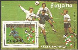 Guyana 1989 Mi# Block 61 Used - 1990 World Cup Soccer Championships, Italy / Goalie - 1990 – Italien