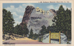 Mount Rushmore Memorial Black Hills South Dakota 1951 Curteich - Mount Rushmore