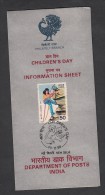 India,  1986,  BROCHURE WITH INFORMATION, Childrens Day, Children's Day, Folder - Storia Postale