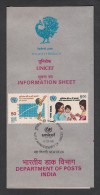 India, 1986, United Nations Emergency Fund, UNICEF.40th Anniversary,  Folder - Storia Postale