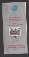 India, 1986, STAMPED BROCHURE WITH INFORMATION, Saint Marthas Hospital, Martha´s,  Bangalore, Bicentenary, Folder - Cartas & Documentos