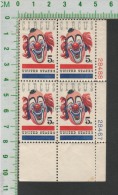 U.S.A. Stamp Catalogue > 1966 Issue ,  Block Of 4 X ( 5 Cents Circus Clown  ) Stamp  2 Scan - Cirque