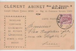 00632a Malmedy 6/12/1938 CP Publicitaire Clément Abinet Rue J.-H. Cavens 6 Petit Trou V. Lierre - 1935-1949 Small Seal Of The State