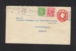 New Zealand Stationery Cover Uprated 1927 To Germany - Storia Postale