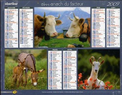 Almanach Des PTT 2009 Double Calendrier Oberthur âne Du Cotentin Coq Chèvre Cochon Cheval Haflinger Vache Bavaroise - Tamaño Grande : 2001-...