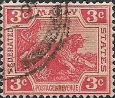 FEDERATED MALAY STATES 1900 Tiger - 3c. - Red  FU - Federated Malay States