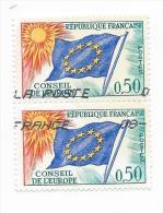 258 TP - BLOC DE 2 TIMBRES CONSEIL DE L'EUROPE 1971 - Afgestempeld