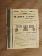 1939 Catalogue De Maison De Vente Prix Courant Général Cotation Marius Germac Paris XIVe - Catalogues For Auction Houses