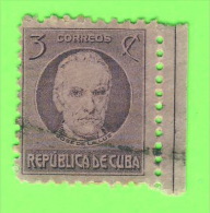 TIMBRES, CUBA - JOSE DE LA LUZ - 3 CORREOS - OBLITÉRÉ - 1917 - - Usados